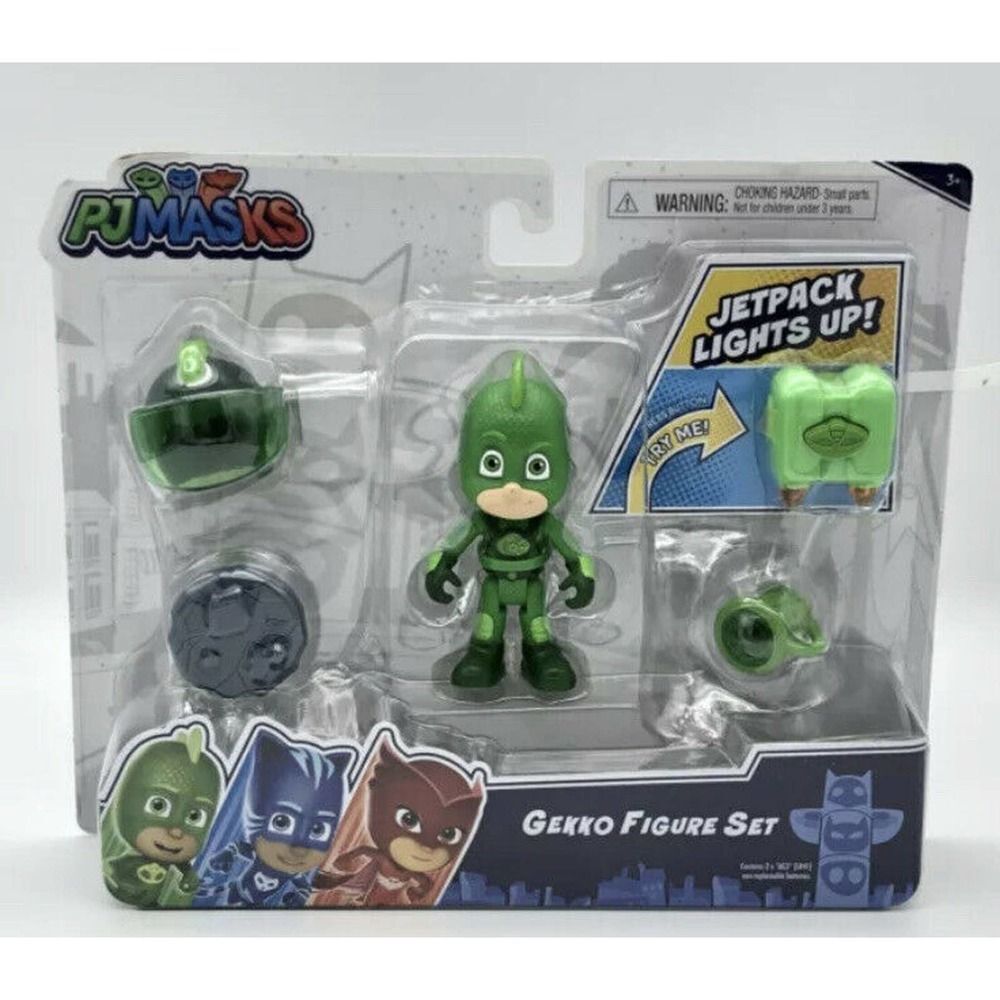 PJ Masks Super Moon Adventure Gekko Figure Set with Light Up Jetpack ~ NEW